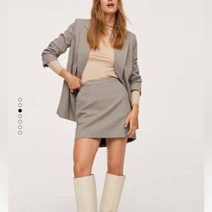 Wrap check blazer and skirt set from mango
